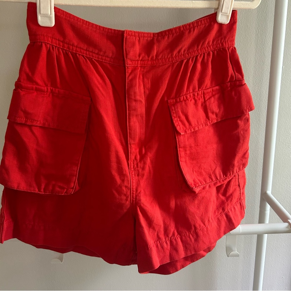 Joie orange high waisted shorts with cargo pockets